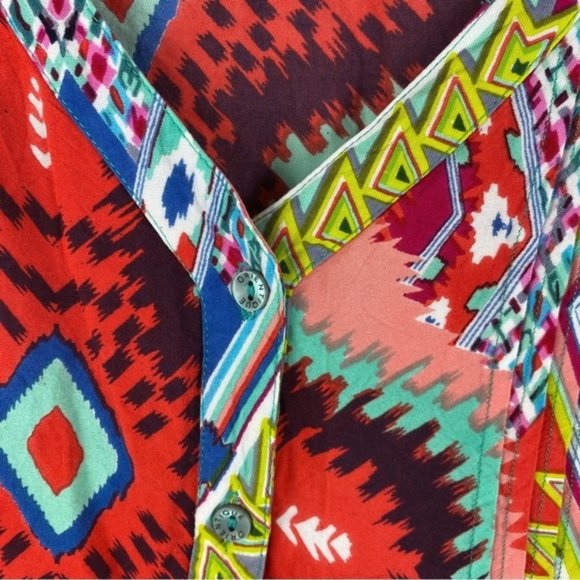 ORIENTIQUE Naturally Australian Multi Coloured Aztec Button Down - Picture 7 of 9